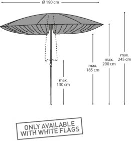 Parasol Paddo - Afmetingen