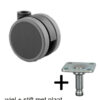 wiel + stift met plaat