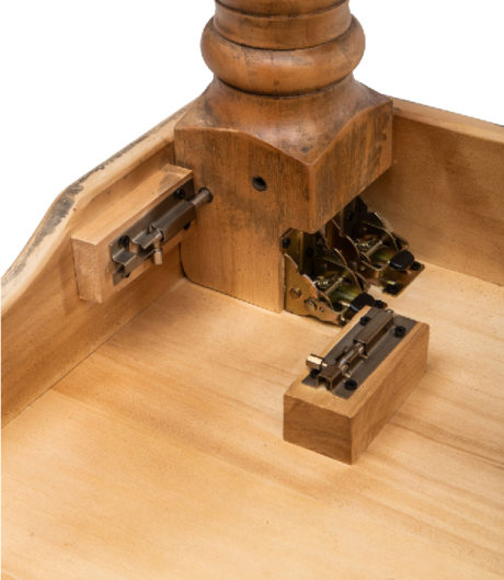 Farm table detail sluitsysteem hout iepenhout