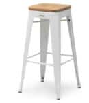 Barkruk Granby Tolix style wit houten zit
