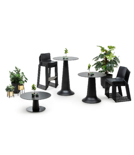 statafel vase dinner lounge zwart kasar milton sfeer