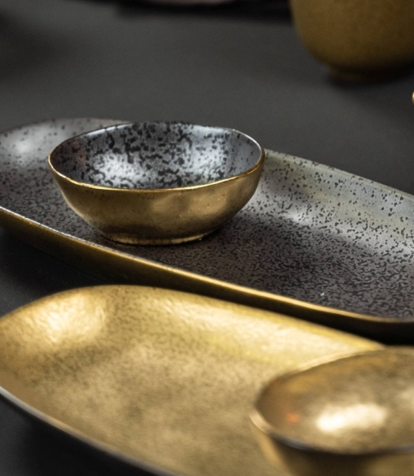 Schalenset (2 stuks) Ceylon zwart/goud