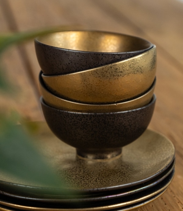 Kommenset (2 stuks) Ceylon zwart/goud