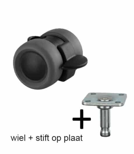 11-0060 zwenkwiel 40 mm basic met rem met stift op plaat