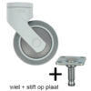 11-4000 design zwenkwiel 75 mm met stift op plaat