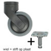 11-4050 design zwenkwiel 75 mm met stift op plaat