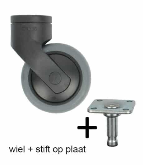11-4050 design zwenkwiel 75 mm met stift op plaat