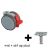 11-5010 zwenkwiel met rem 75 mm met stift op plaat