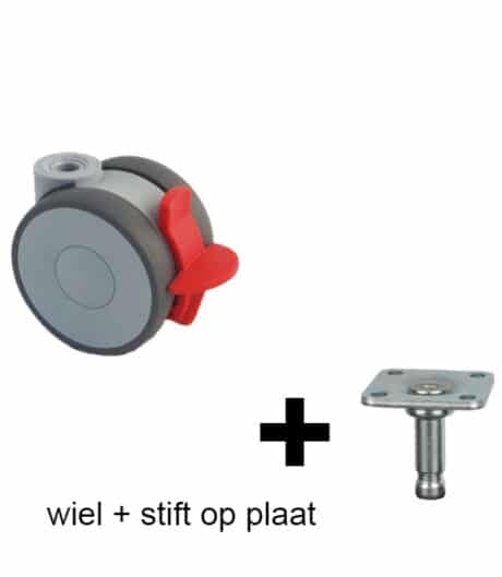 11-5010 zwenkwiel met rem 75 mm met stift op plaat
