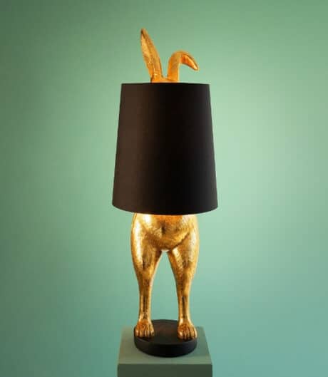 Hiding bunny verstopt konijn lamp goud zwart