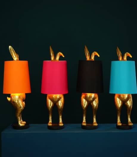 Hiding bunny verstopt konijn lamp goud zwart