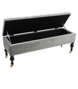 bank velvet grijs met opbergvak