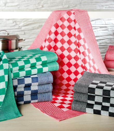 Theedoeken Volendam 65 x 65 cm rood blauw zwart groen