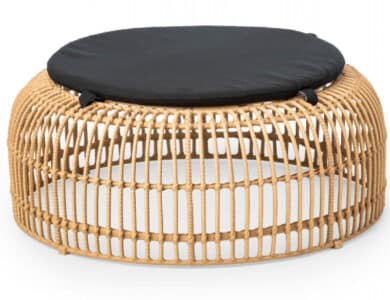 Palm table pouf beige L met kussen 