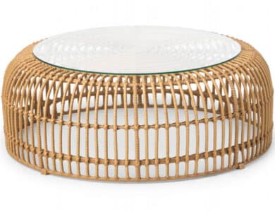 Palm table pouf beige L 
