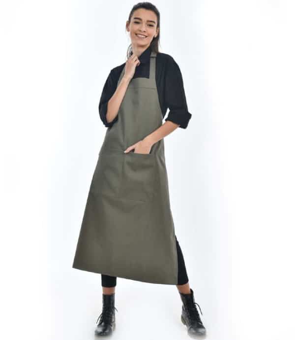 Cheffix schort Vita olijfgroen lang