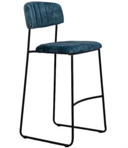 Stapelbare barkruk Delta velours grijsblauw