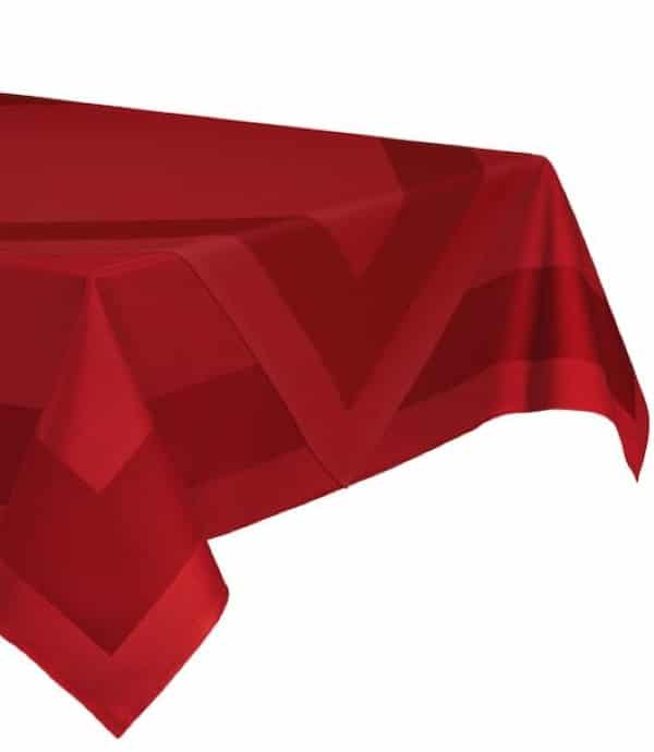Damast – Tafelkleed Bordeaux met satijnband