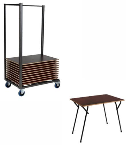 Transportkar met 30 examentafels Bendigo